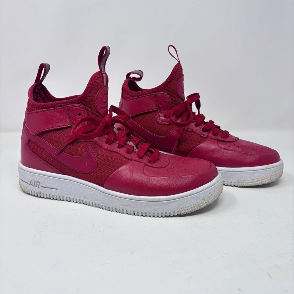 Nike Air Force 1 Mid - Red Leather Sneakers Size 8